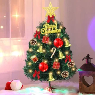 Solidchoice mini kunstkerstboom met led licht snoer 30 cm