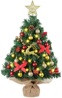 Solidchoice mini kunstkerstboom met ledverlichting 61 cm
