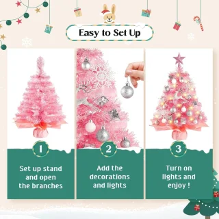 Solidchoice mini kunstkerstboom met verlichting voor tafeldecoratie