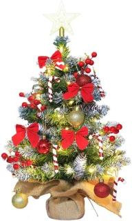 SolidKeus Kunstkerstboom 45cm met ledverlichting en decoraties