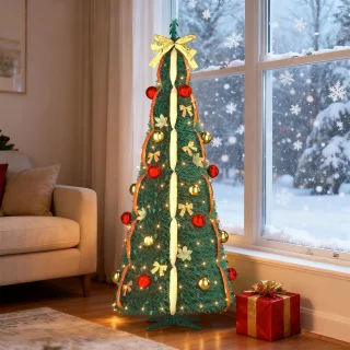 Spiraal kunstkerstboom 150 cm opvouwbaar donkergroen (rood/goud)
