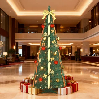 Spiraal kunstkerstboom 150 cm opvouwbaar donkergroen (rood/goud)