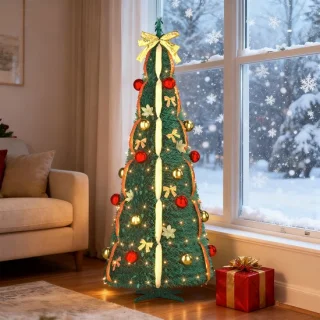 Spiraal kunstkerstboom 150 cm opvouwbaar donkergroen (rood/goud)