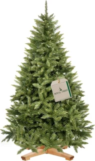 Springos kunstkerstboom Premium Royal Kaukasisch sparrenhout 220 cm zonder verlichting met houten standaard