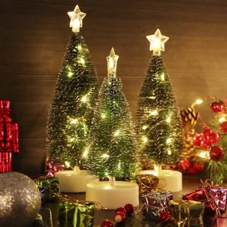 ST TRADİNG - Set van 3 Tafelkerstboompjes