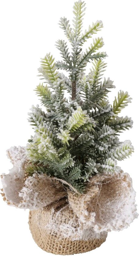 TANNE kunstkerstboom 22 cm in jute pot