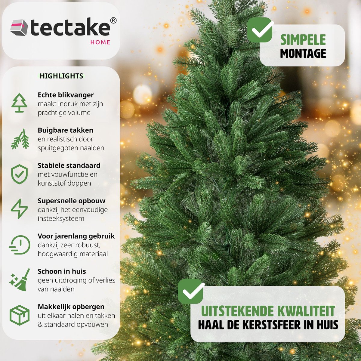 tectake Kunstkerstboom 140cm groen