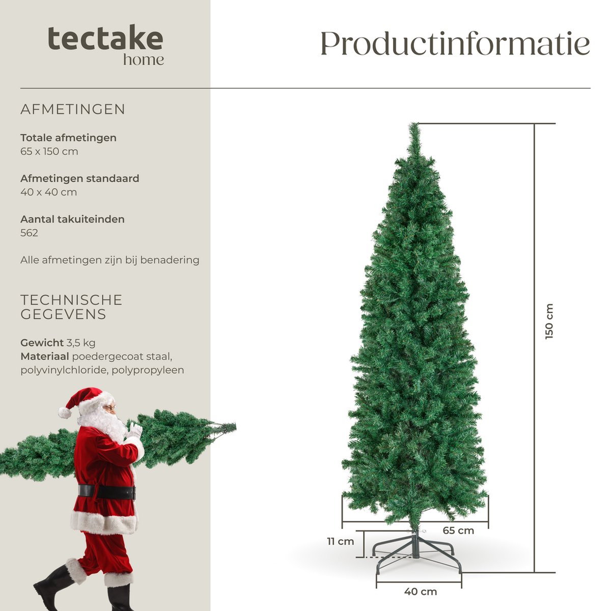 tectake Kunstkerstboom 150 cm groen