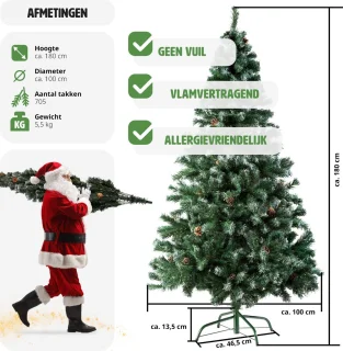 tectake Kunstkerstboom 180 cm groen