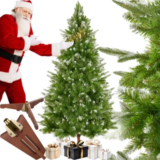 tectake kunstkerstboom 180 cm met houten standaard