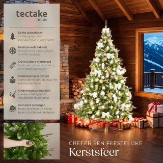 tectake kunstkerstboom 180 cm met houten standaard
