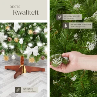tectake kunstkerstboom 180 cm met houten standaard