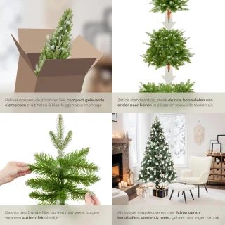 tectake kunstkerstboom 180 cm met houten standaard