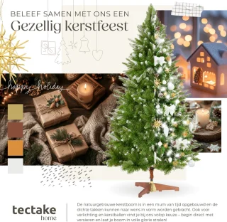 tectake kunstkerstboom 180 cm met houten standaard