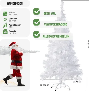 tectake Kunstkerstboom 180cm Wit