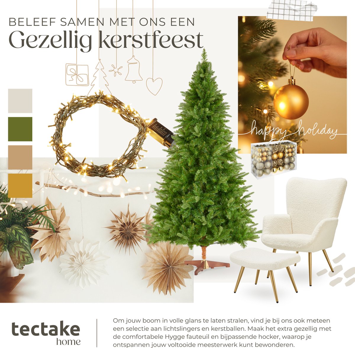 tectake Kunstkerstboom Cupid 180 cm 545 takken
