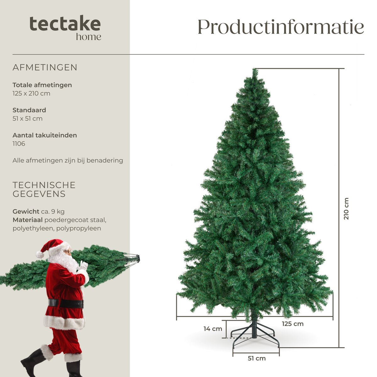 tectake Kunstkerstboom Dasher 210 cm groen