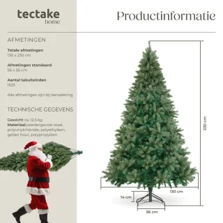 tectake Kunstkerstboom Prancer 230 cm groen inclusief standaard