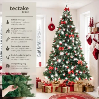 tectake Kunstkerstboom Prancer 230 cm groen inclusief standaard