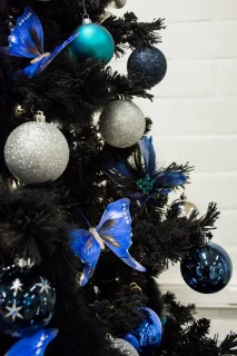 Teddy Black kunstkerstboom 150 cm zwart met metalen voet