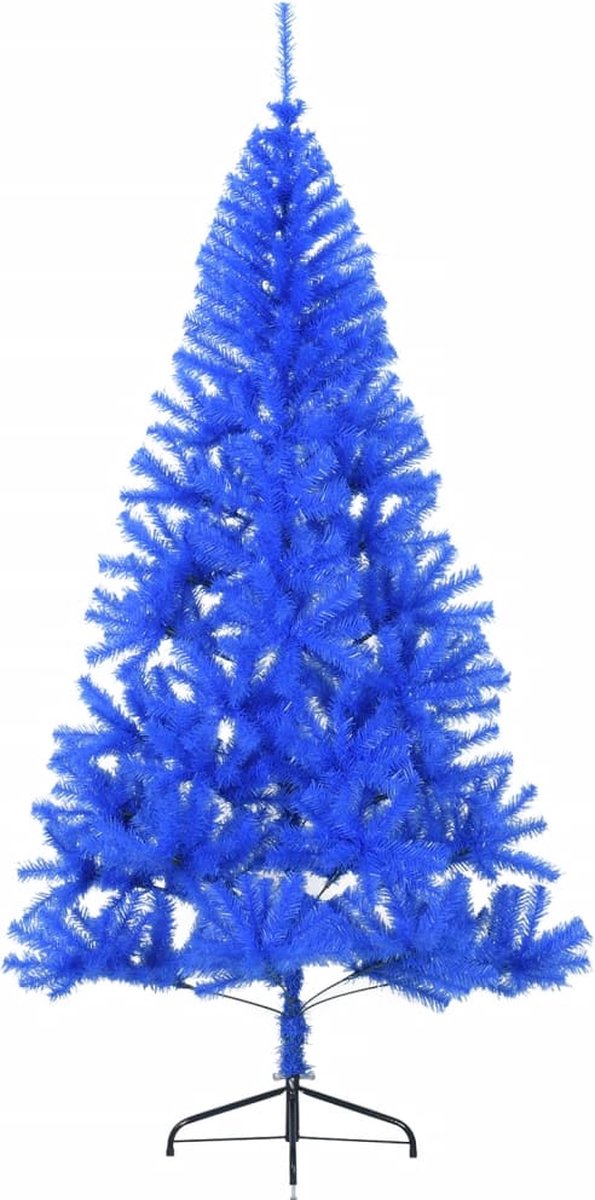 The Living Store Halfronde Kunstkerstboom 240cm Blauw PVC/Staal