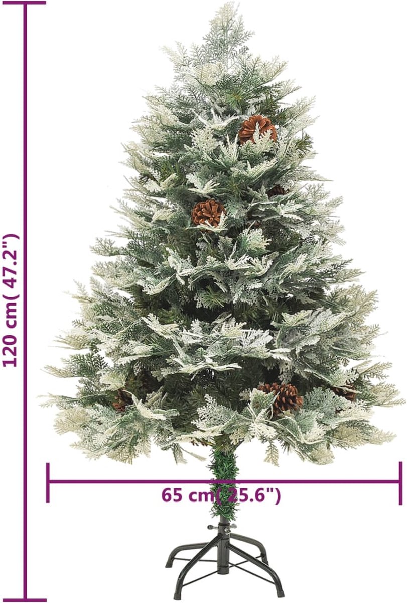 The Living Store Kerstboom 120 cm groen PVC en PE met LED