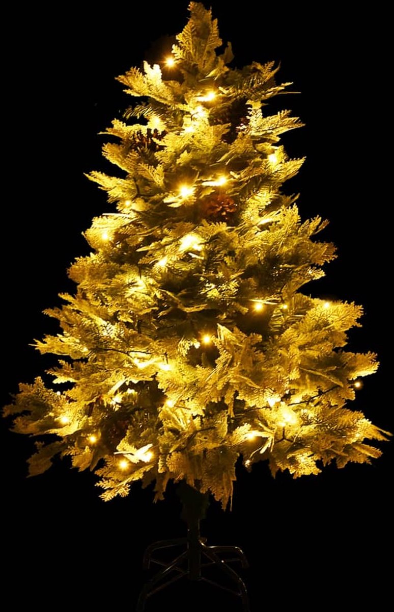 The Living Store Kerstboom 120 cm groen PVC en PE met LED