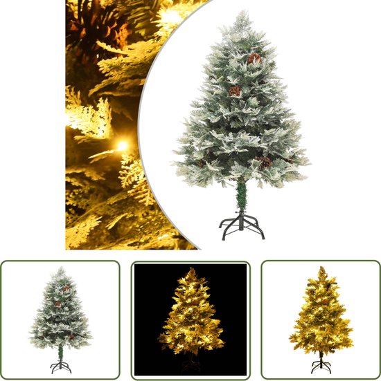 The Living Store Kerstboom 120 cm groen PVC en PE met LED