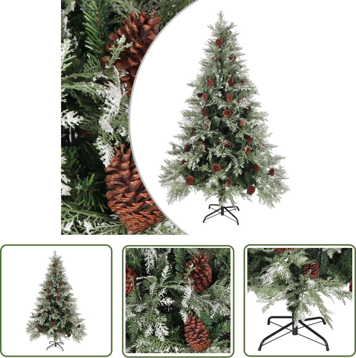 The Living Store Kerstboom 120 cm PVC en PE groen wit