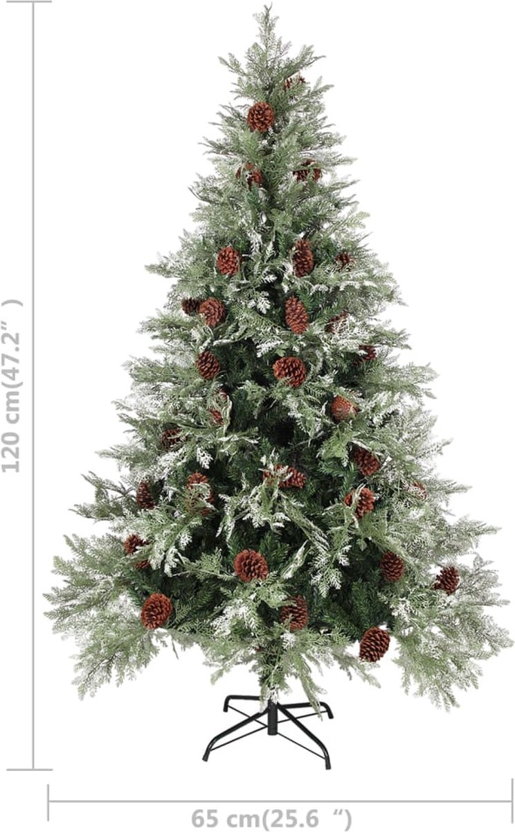 The Living Store Kerstboom 120 cm PVC en PE groen wit