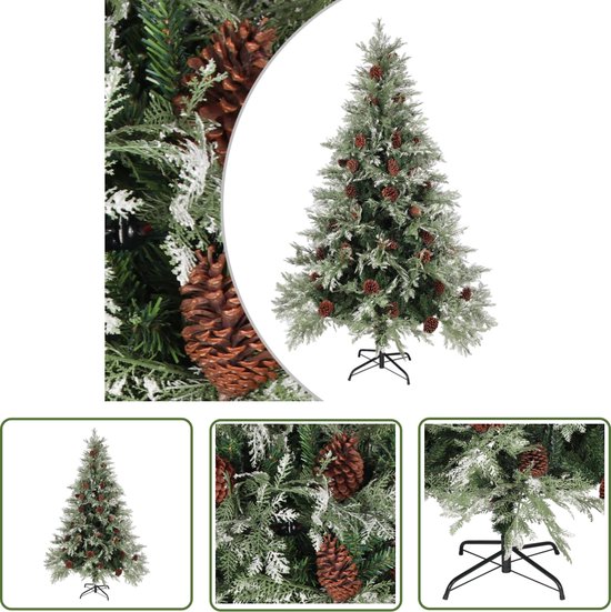 The Living Store Kerstboom 120 cm PVC en PE groen wit