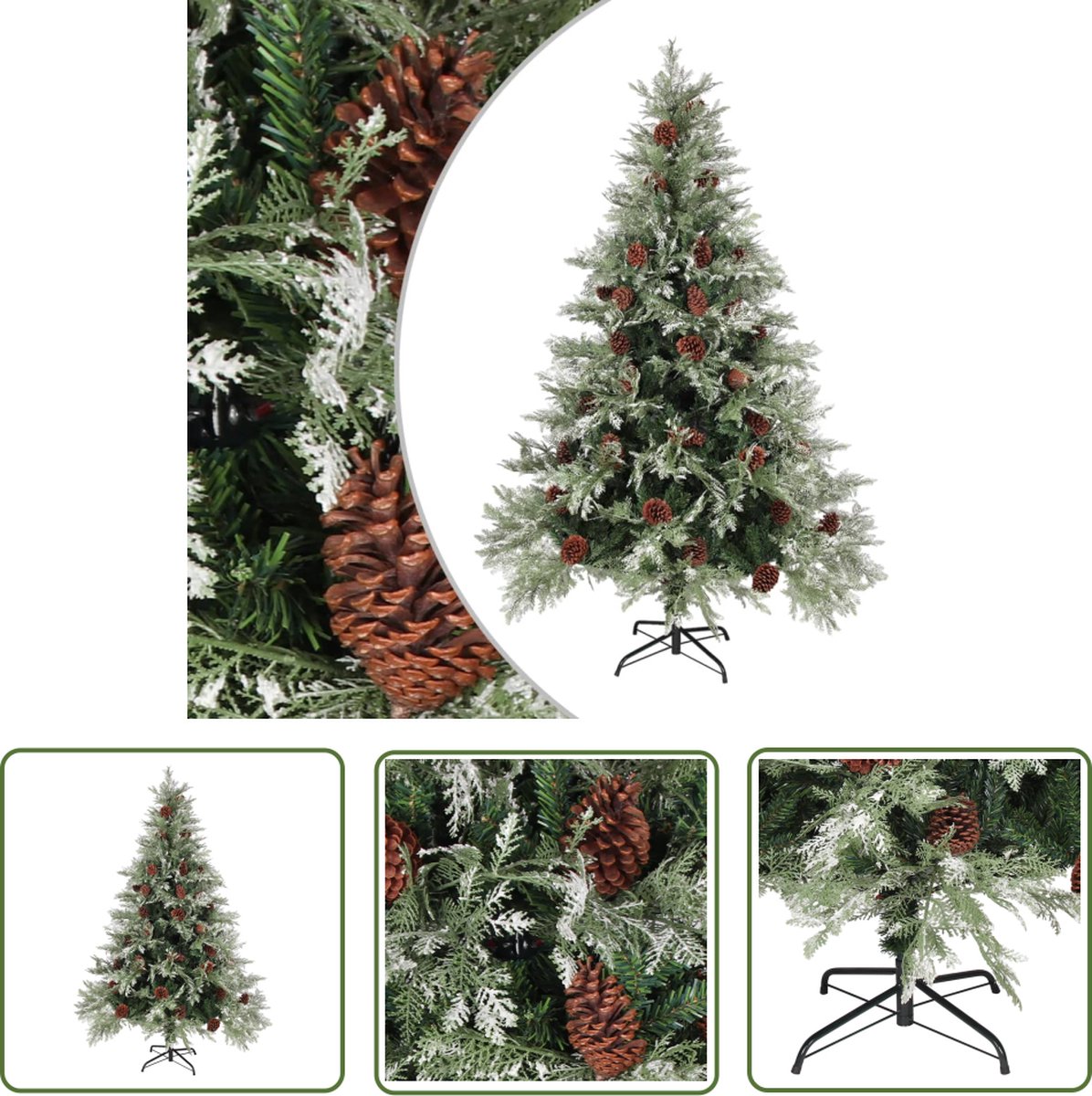 The Living Store Kerstboom 150 cm PVC en PE groen-wit