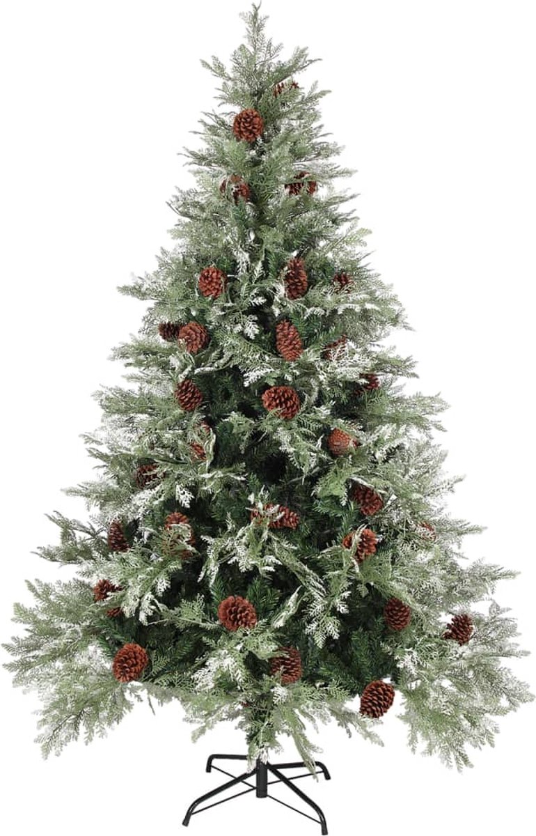 The Living Store Kerstboom 150 cm PVC en PE groen-wit