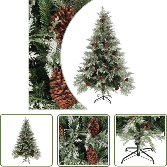 The Living Store Kerstboom 150 cm PVC en PE groen-wit