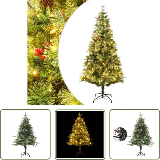 The Living Store Kerstboom 150 cm PVC PE groen LED