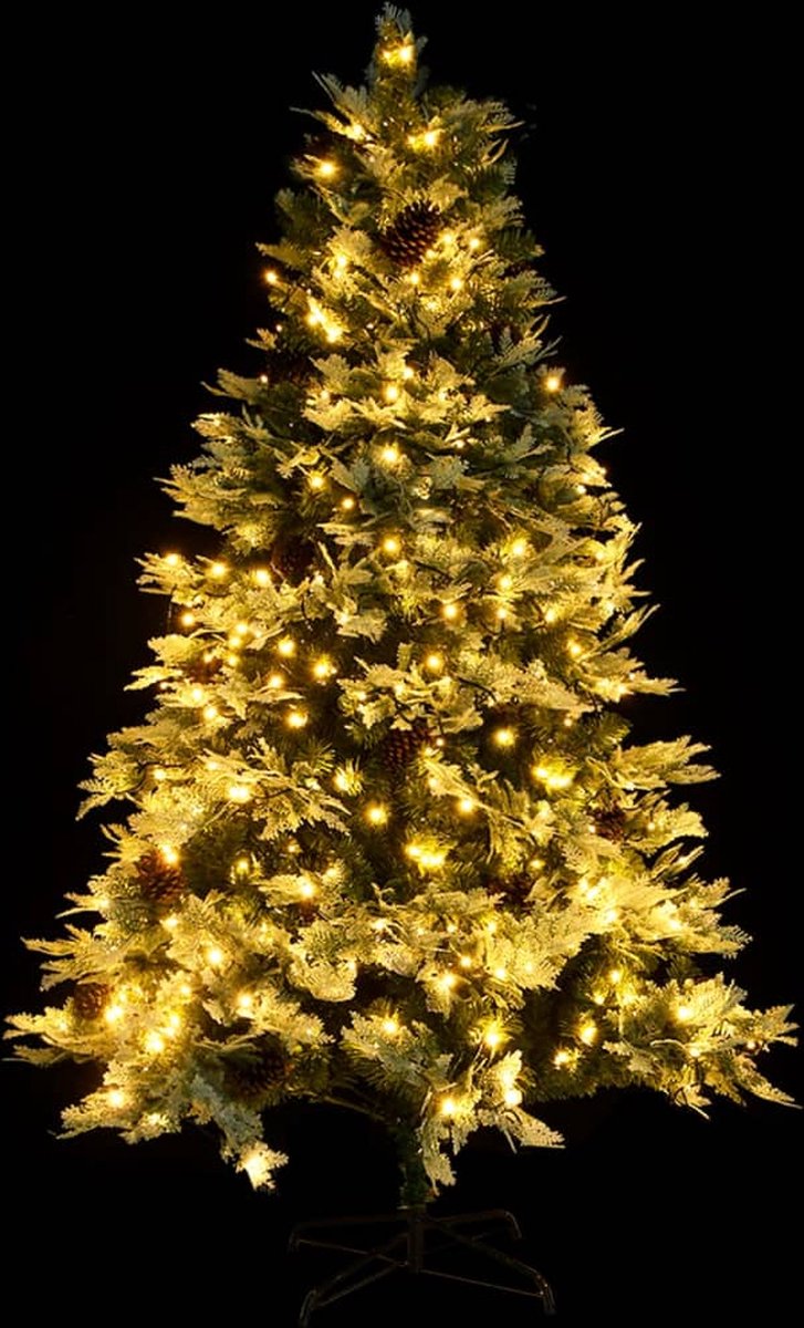 The Living Store Kerstboom 225 cm PVC PE groen met LED