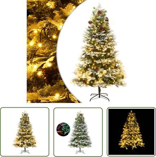 The Living Store Kerstboom 225 cm PVC PE groen met LED