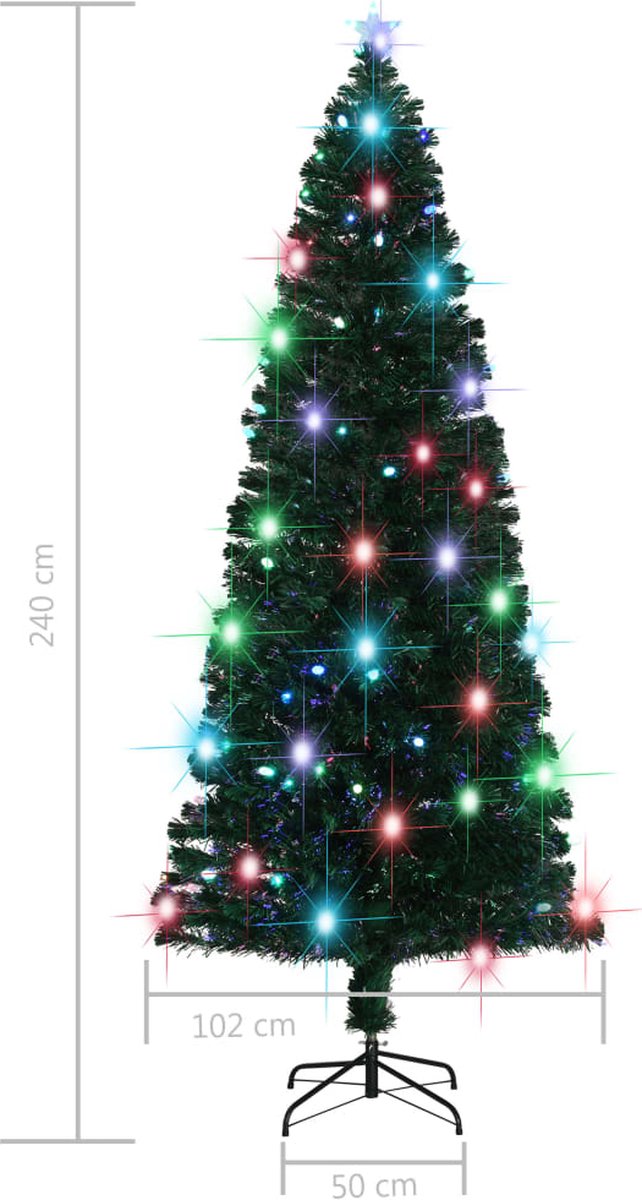 The Living Store Kerstboom 240 cm LED Glasvezel met Standaard