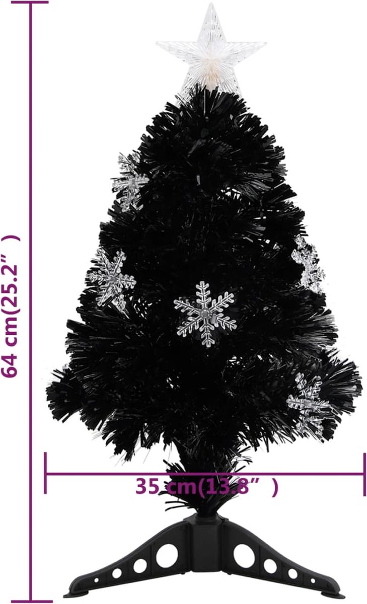 The Living Store Kerstboom 64 cm Glasvezel Zwart