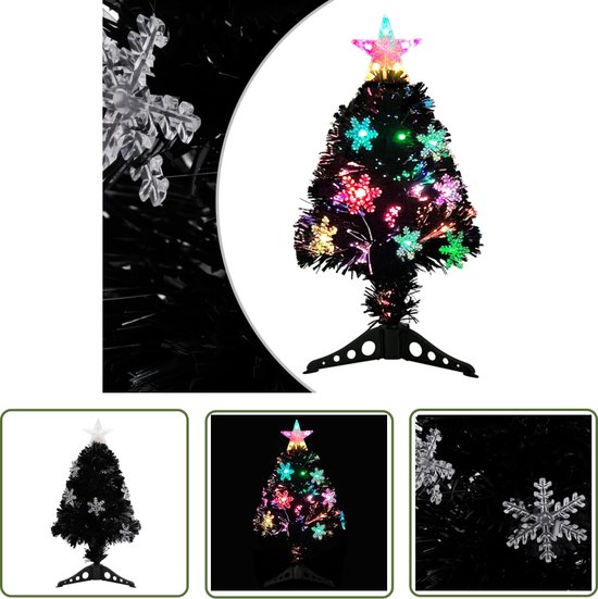 The Living Store Kerstboom 64 cm Glasvezel Zwart