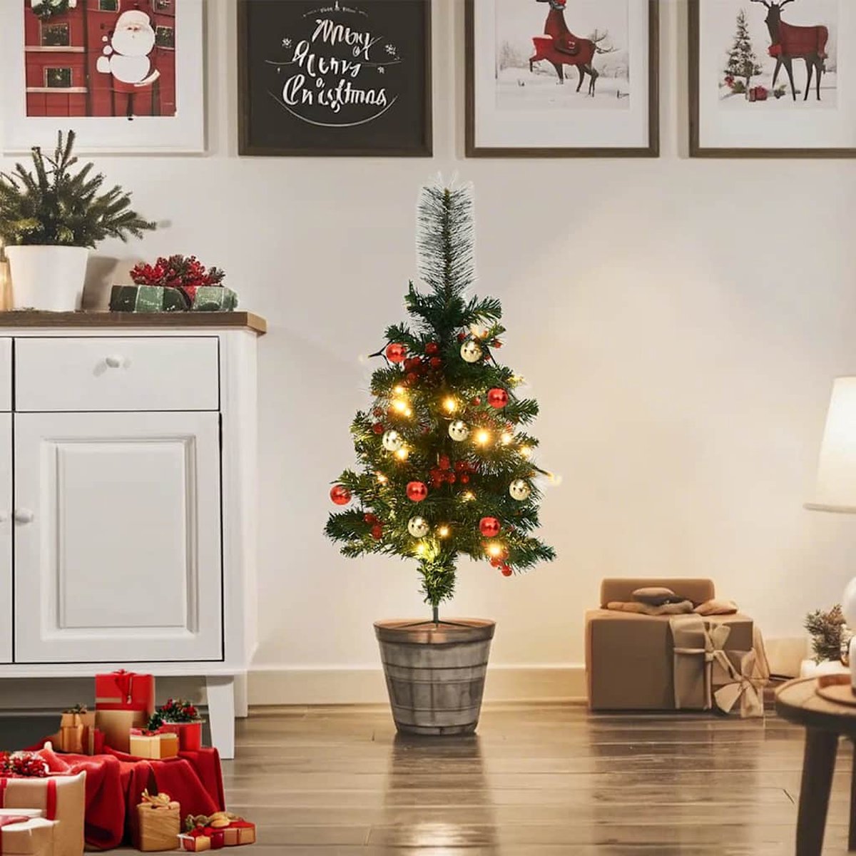 The Living Store Kerstboom LED PVC 76 cm Groen