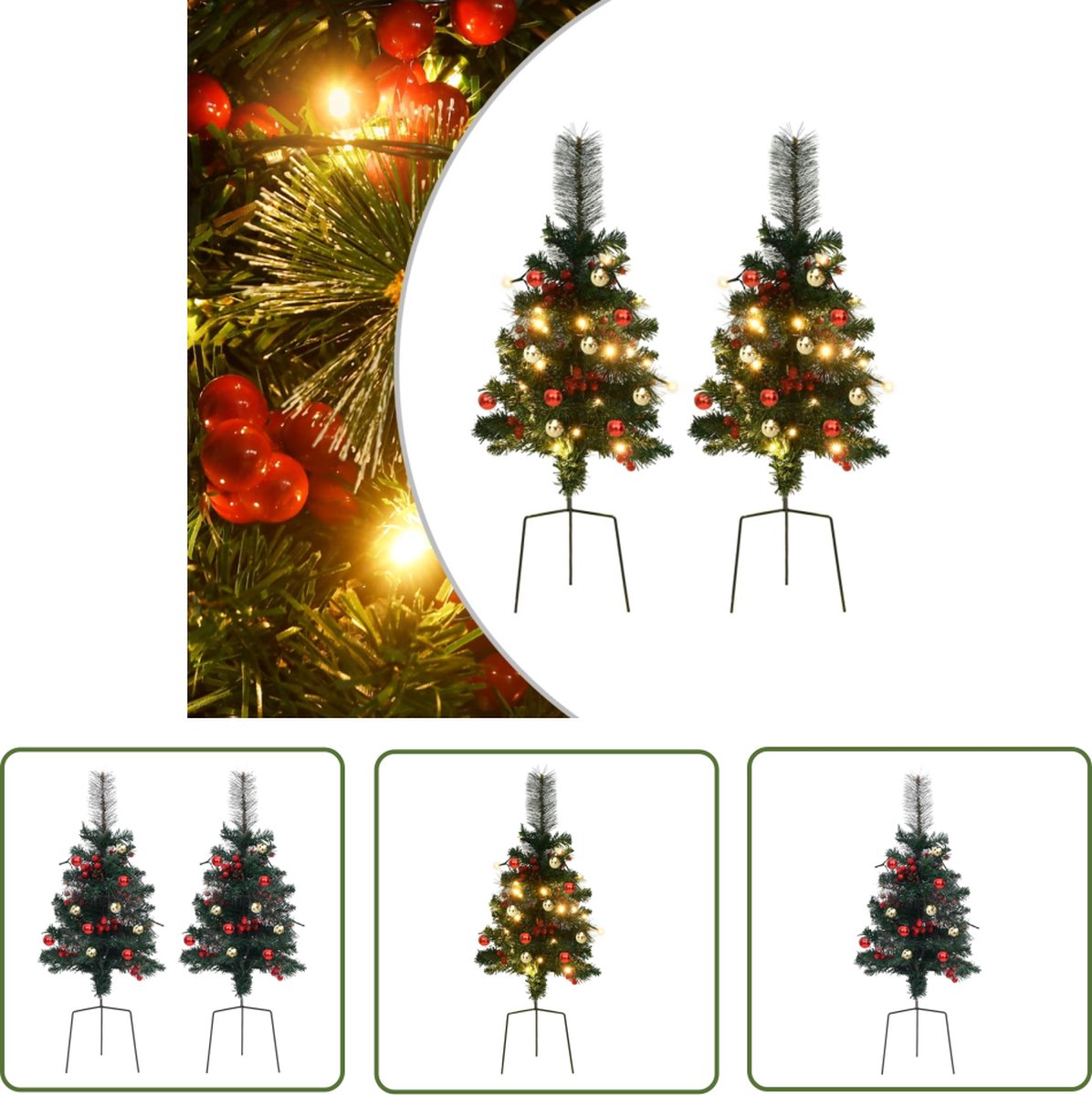 The Living Store Kerstboom LED PVC 76 cm Groen