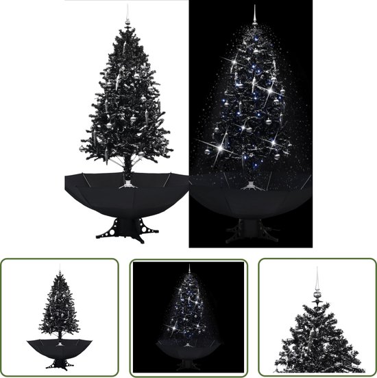 The Living Store Kerstboom Paraplubasis 190 cm PVC Zwart