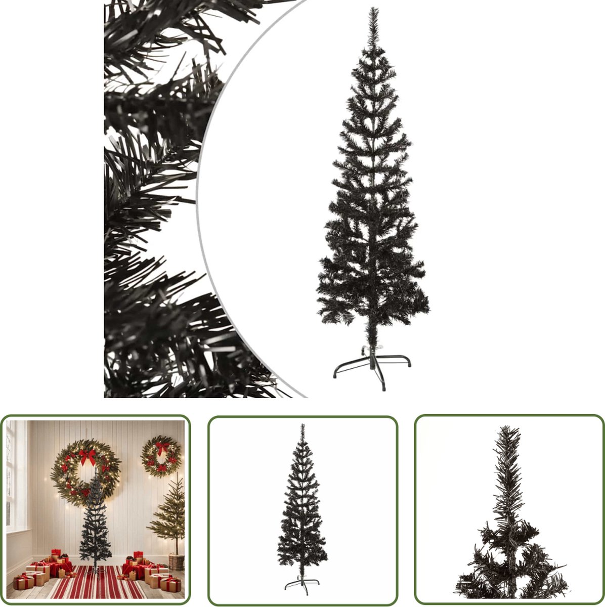 The Living Store Kerstboom smal 150 cm zwart