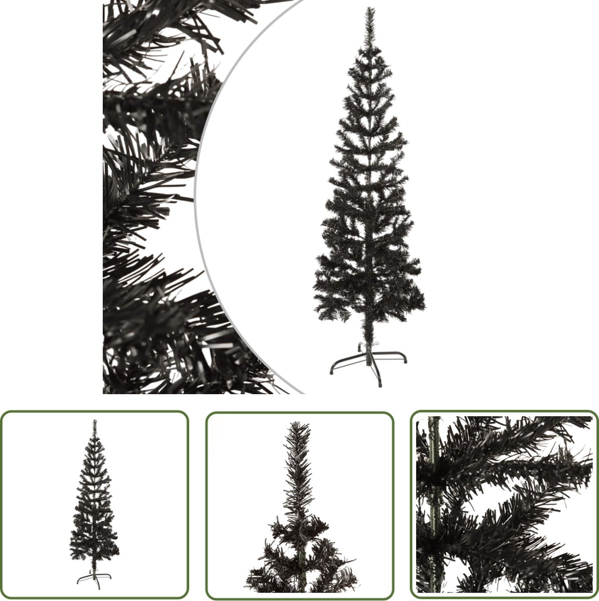The Living Store Kerstboom smal 150 cm zwart