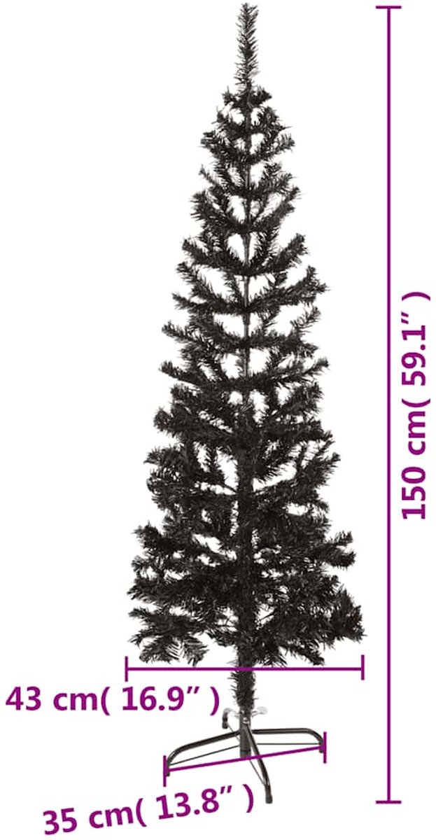 The Living Store Kerstboom smal 150 cm zwart
