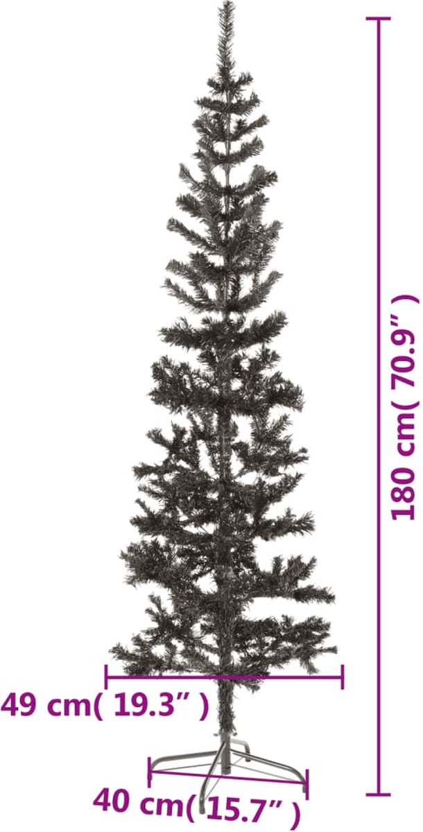 The Living Store Kerstboom smal 180 cm zwart