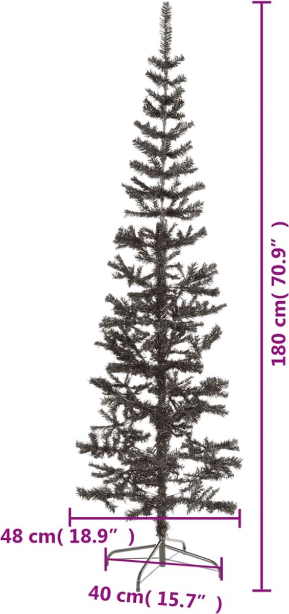The Living Store Kerstboom smal 180 cm zwart