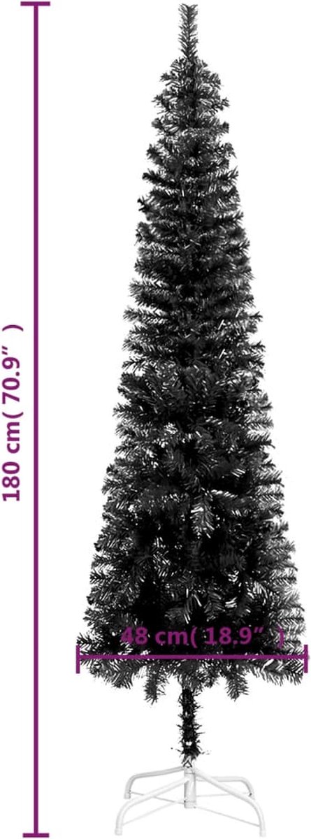 The Living Store Kerstboom smal 180 cm zwart