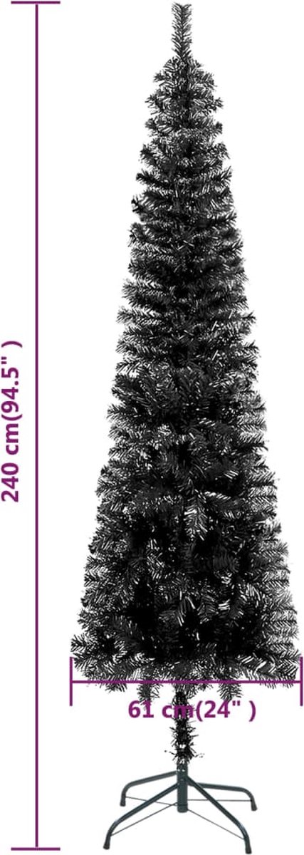The Living Store Kerstboom Smal 240 cm Zwart